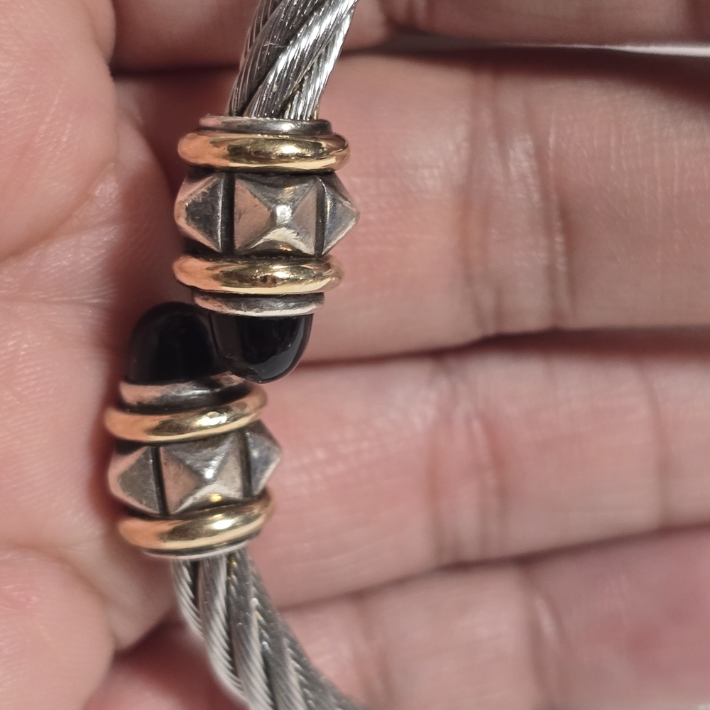 Franklin Mint Silver and Gold Cable Bracelet - Picture 3 of 3